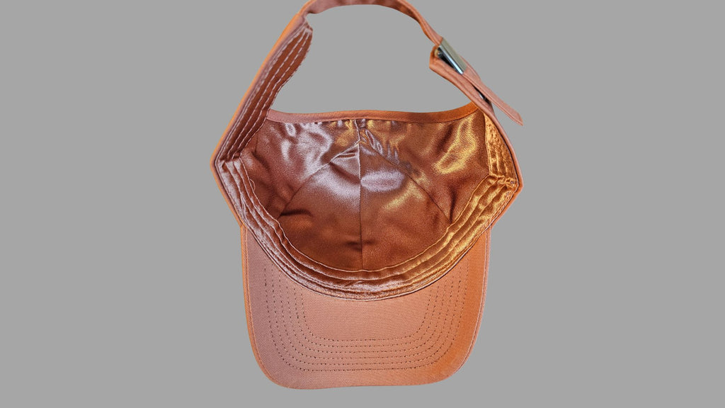 Curved Brim 6-Panel Hat — Satin-Lined & Thick Hair Friendly